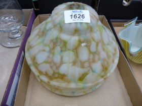 A vintage glass lamp shade yellow mottled effect 8" diameter.
