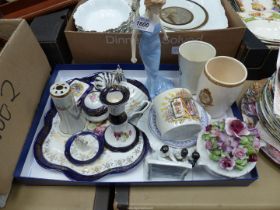 A quantity of china to include a Victorian Hat pin holder, 'Old Westbury White Horse' cup, 'T.F.