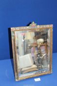 A rectangular Barbola dressing table mirror, bevelled, 10 1/2" wide x 13 1/2" high.