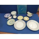 A small quantity of china including; two Derby plates, Minton Hollins & Co tile,