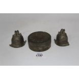 Two interesting small Sino Tibetan temple bells, probably 17th - 18th c.