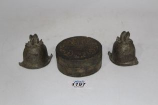 Two interesting small Sino Tibetan temple bells, probably 17th - 18th c.