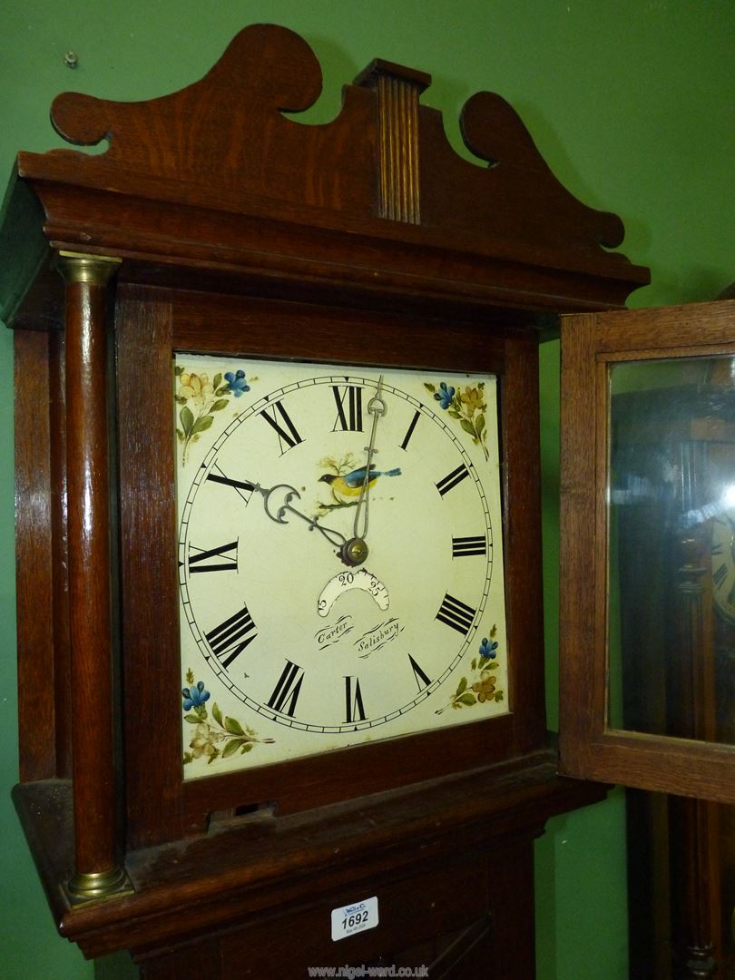 An Oak cased Longcase Clock by Carter, Salisbury, the 30 hour movement striking the hours on a bell, - Image 2 of 4