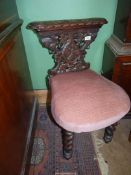 A most unusual Oak framed Side Chair standing on mirrored twist legs,