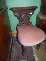 A most unusual Oak framed Side Chair standing on mirrored twist legs,