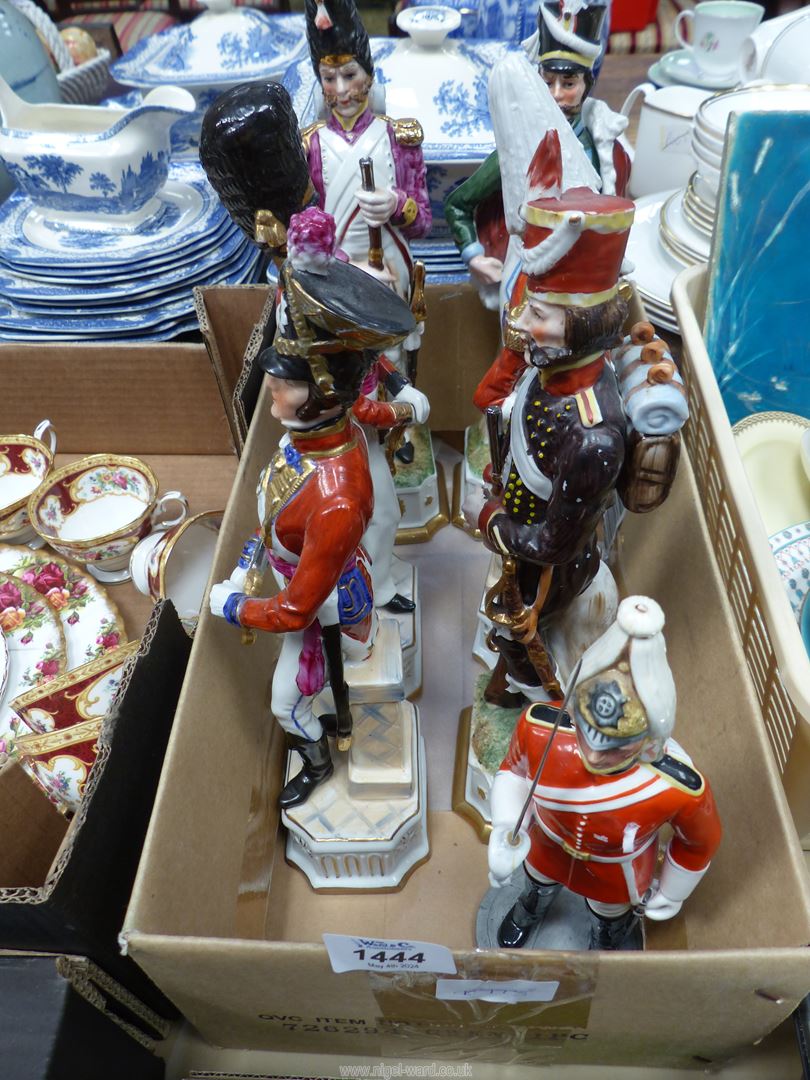 Six large and one small Military soldier figures including; Royal Doulton 'Lifeguard',