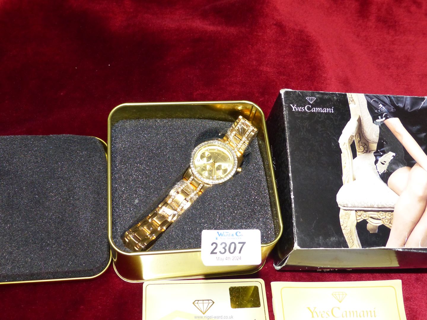 A Yves Camani gold coloured "Bling" watch, in tin. - Image 3 of 3