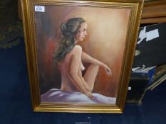 A framed and glazed Oil on board of a female nude, signed lower right Peter Powis titled "Dorothy",