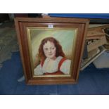 A wooden framed Oil on board depicting a Bohemian girl after Franz Hals,