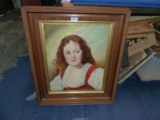 A wooden framed Oil on board depicting a Bohemian girl after Franz Hals,