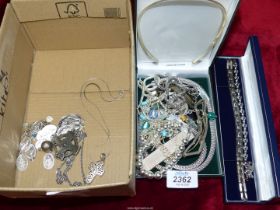 A quantity of 925 necklaces and bracelets including Silver Identity bracelet (Birmingham),