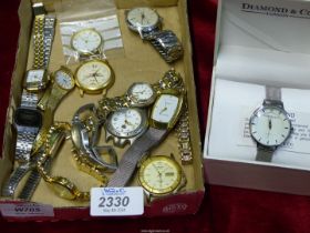 A quantity of stainless steel wristwatches including boxed 'Diamond & Co.