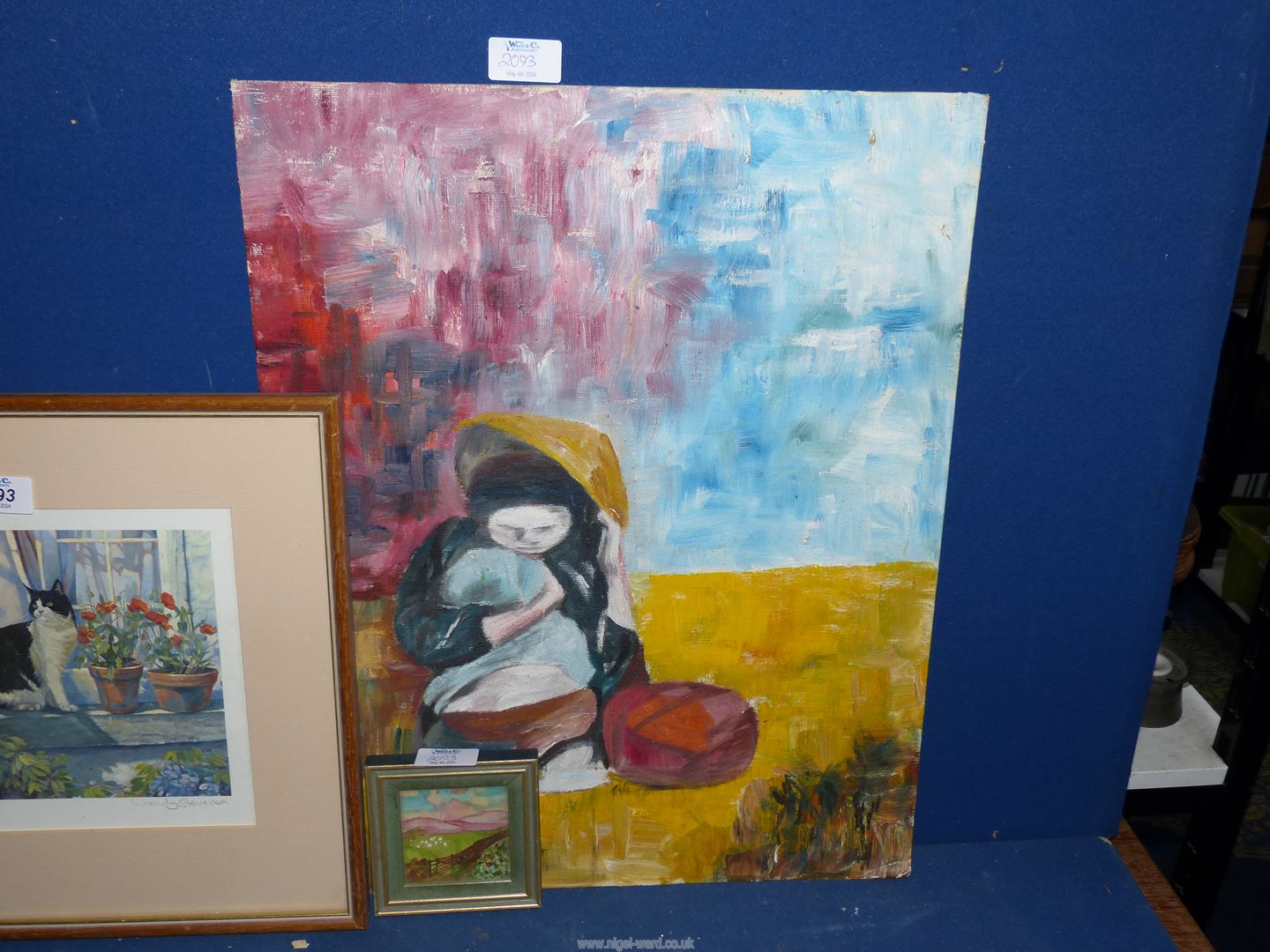 An Oil on board depicting Mother and child, unframed, - Image 4 of 4