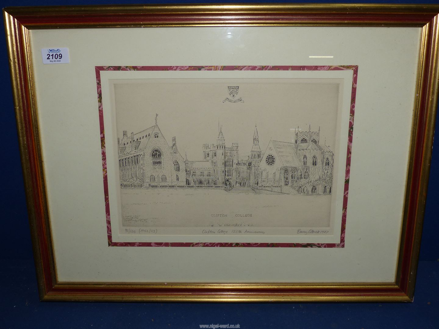 A framed Limited Edition Print of Clifton College no. 91/124 signed lower right Barry Cotterell. - Image 2 of 2