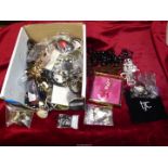 A large quantity of costume jewellery necklaces including multi-strand, chunky beads, etc.