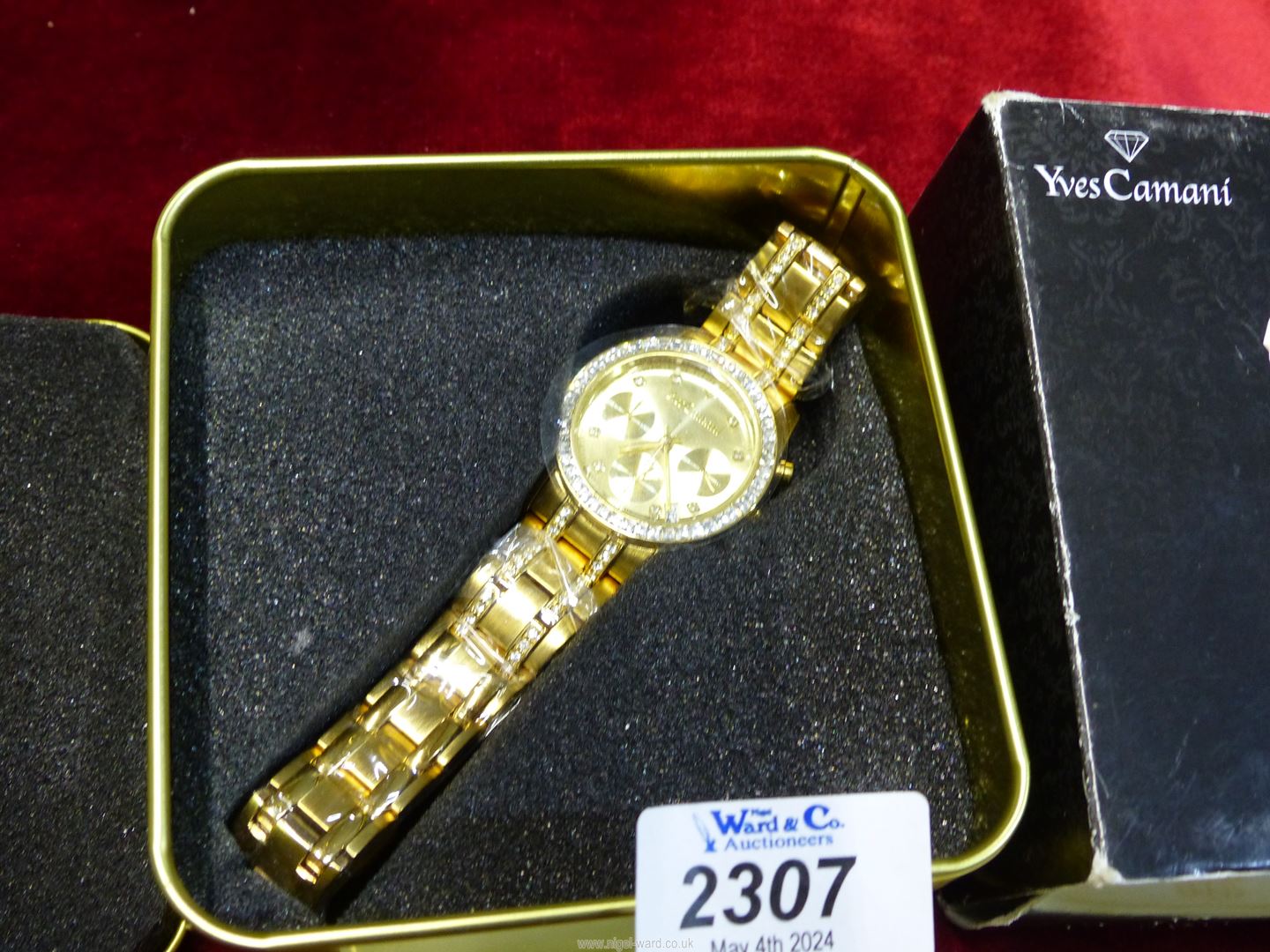 A Yves Camani gold coloured "Bling" watch, in tin. - Image 2 of 3