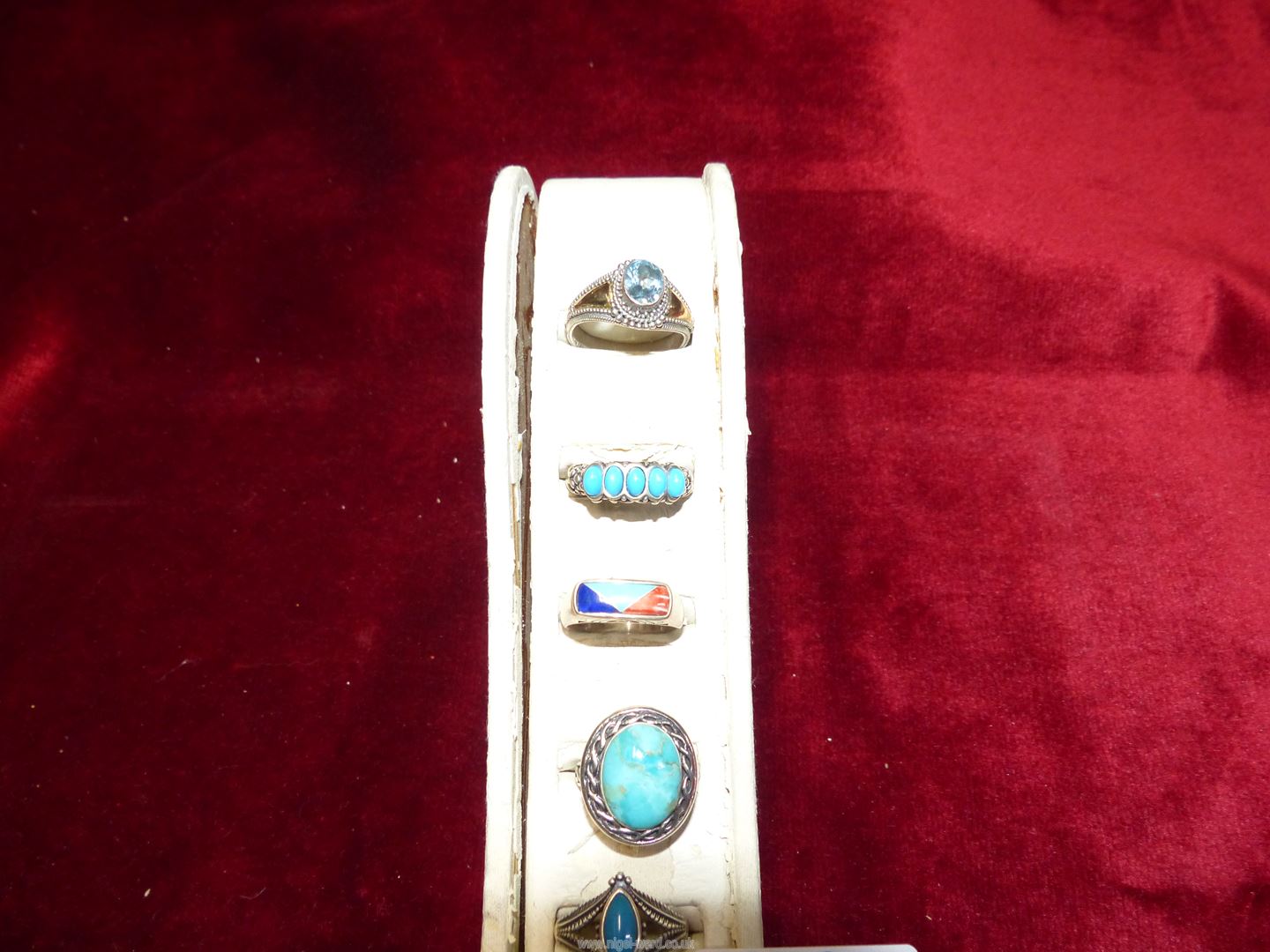 A small quantity of 925 dress Rings, all with blue centres, some being semi-precious, - Image 2 of 3