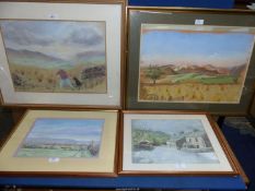 Four framed and mounted Pastel paintings to include,