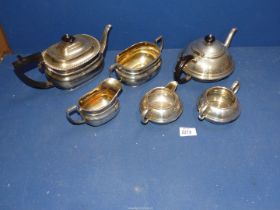 Two three piece plated Teasets; one Civic, the other Walker & Hall.