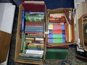 Two boxes of books to include Harry Potter, James Herbert, Celtic Football, Joe Calzaghe,