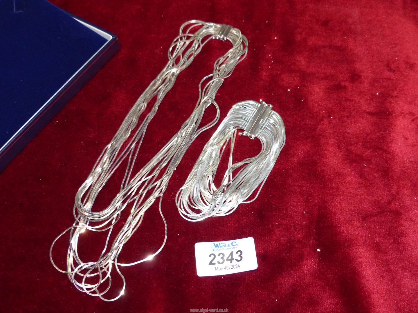 A stylish Sterling Silver multi-strand Necklace and bracelet set. - Image 2 of 2