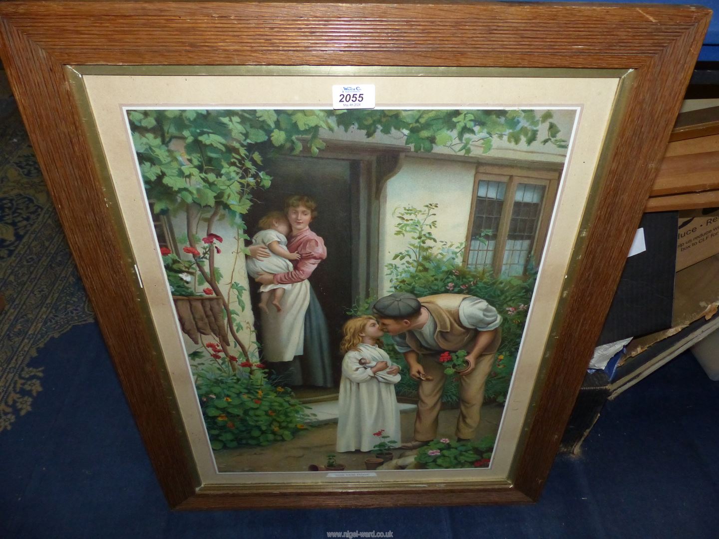 A wooden framed Pears Style print "Goodnight Father", no Visible Signature.