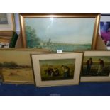 Four prints to include a Venetian Scene,
