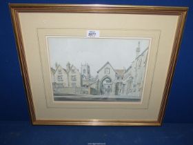 A framed 1986 Peter Iden (1945-2012) Watercolour of Erpingham Gate, Norwich.