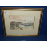A framed Watercolour of the River Arun by Ray Turbefield, 21" x 16 1/2" - glass a/f.