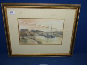 A framed Watercolour of the River Arun by Ray Turbefield, 21" x 16 1/2" - glass a/f.