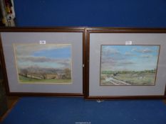 A pair of framed and mounted Pastel Paintings "Old Stable, New Barn" and High and Dry".