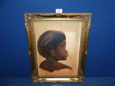 A ornate framed oil on board portrait of a young lady titled "Gladys".