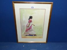 A framed and mounted Watercolour titled "SARI" signed lower right Peter Powis '98,