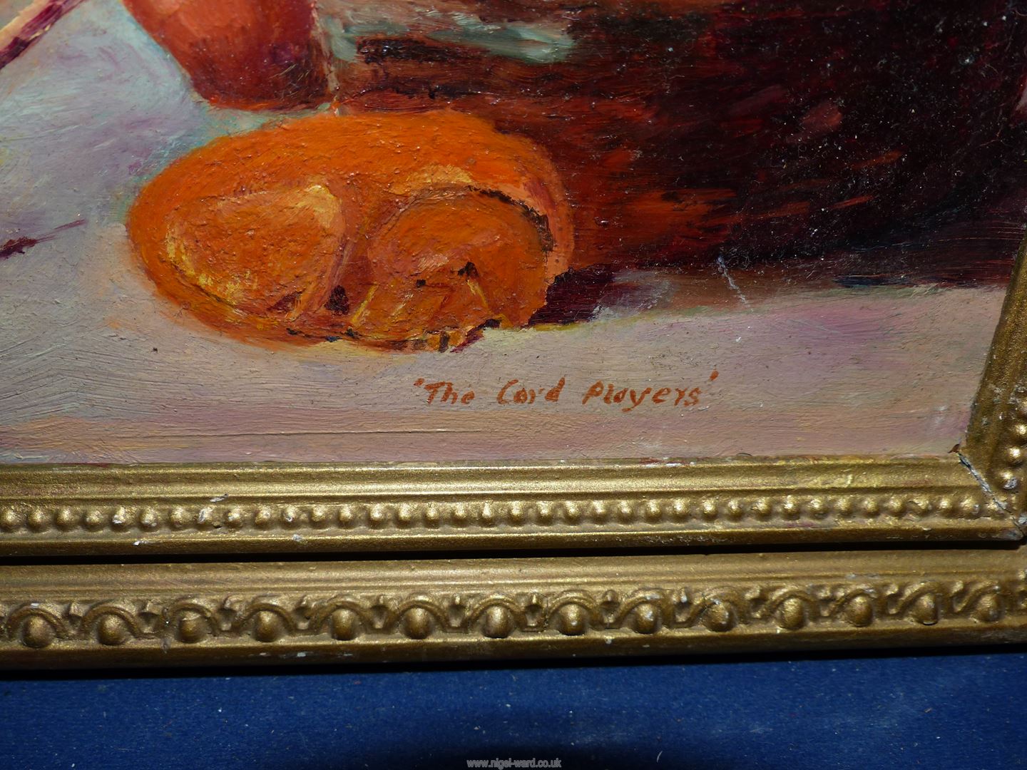 A framed Oil on board titled 'The Card Players' by Lloyd G Thompson after David Tenners, - Image 3 of 3