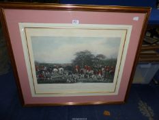 A large framed Print of hunting scene entitled "Sir Richard Sutton and the Quorn Hounds".