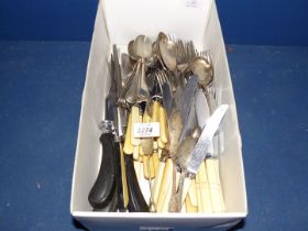 A quantity of miscellaneous cutlery to include 'Bennett & Heron, EPNS, A1' servers,