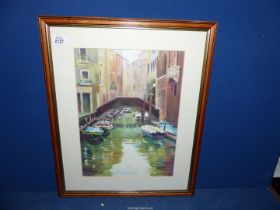 A framed and mounted B. Sefton Print depicting a Venetian waterway.