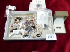 A quantity of mostly 925 stud Earrings including hearts, dalmation Jasper, etc.