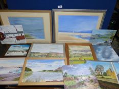 A quantity of Oils on board, Country and River Landscapes, to include River Exe, Seascapes,