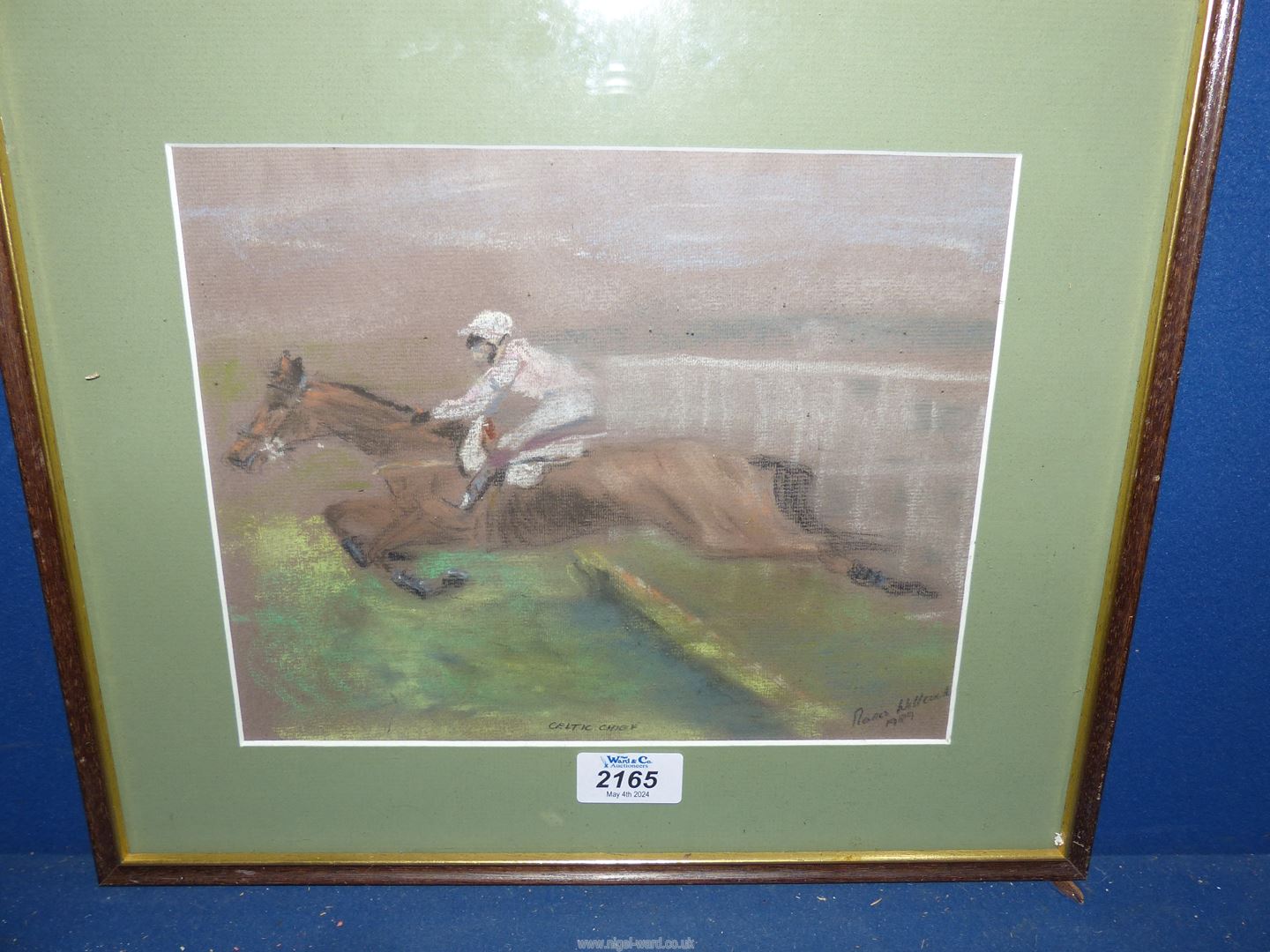A framed and mounted Pastel picture of a Race Horse titled "Celtic Chief",
