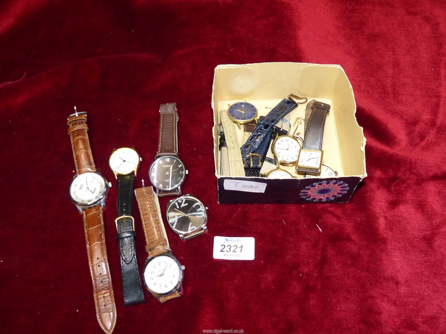 A box of watches including; gents Seiko, Citron, spare straps, etc.