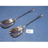 A set of Silver salad servers, Sheffield 1912, maker Thomas Bradbury & Sons Ltd., 190 g.