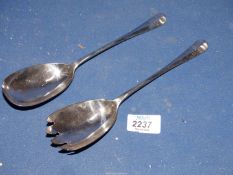 A set of Silver salad servers, Sheffield 1912, maker Thomas Bradbury & Sons Ltd., 190 g.