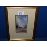 A framed and mounted Watercolour titled 'Distant Train' by Richard Plinckeri, 7 3/4" x 10 1/4".