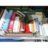 A tub of books including Pocket Knives of The World, Time's Laughingstocks by Thomas Hardy,
