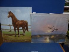 Two unframed Oils on canvas,