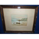 A 19th c. Watercolour, impressionist beach scene, G.S. French, 1892, unglazed.