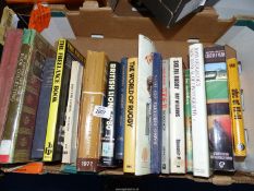 A quantity of hardback books to include Cricket, rugby, radio,