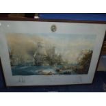 A large framed Print titled "Trafalgar 2.30 pm" by W.L. Wyllie, 40'' x 28 3/4''.