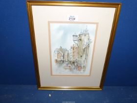 A framed and mounted Watercolour titled Canongar Edinburgh.